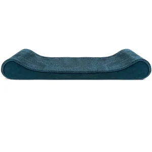 Furhaven Minky Plush & Velvet Luxe Lounger Memory Top Pet Bed - Spruce Blue (Medium)