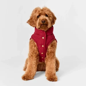 Currant Sherpa-Lined Reversible Dog Jacket