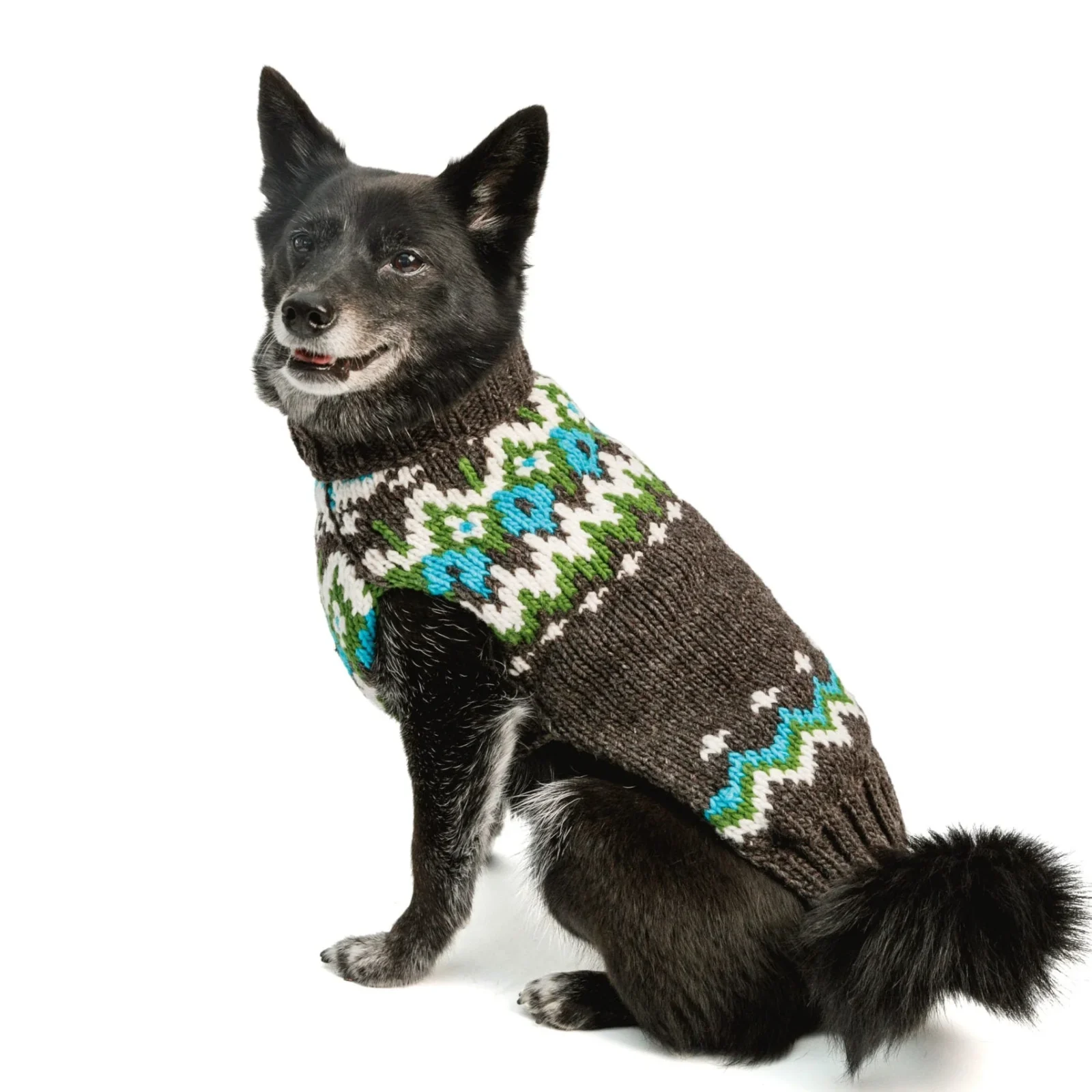 Charcoal Fairisle Wool Dog Sweater - Image 2