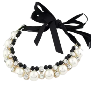 Lovely Pearl Ribbon Necklace