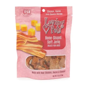 Loving Pets Bacon and Cheese Jerky Bones Dog Treats 6 oz