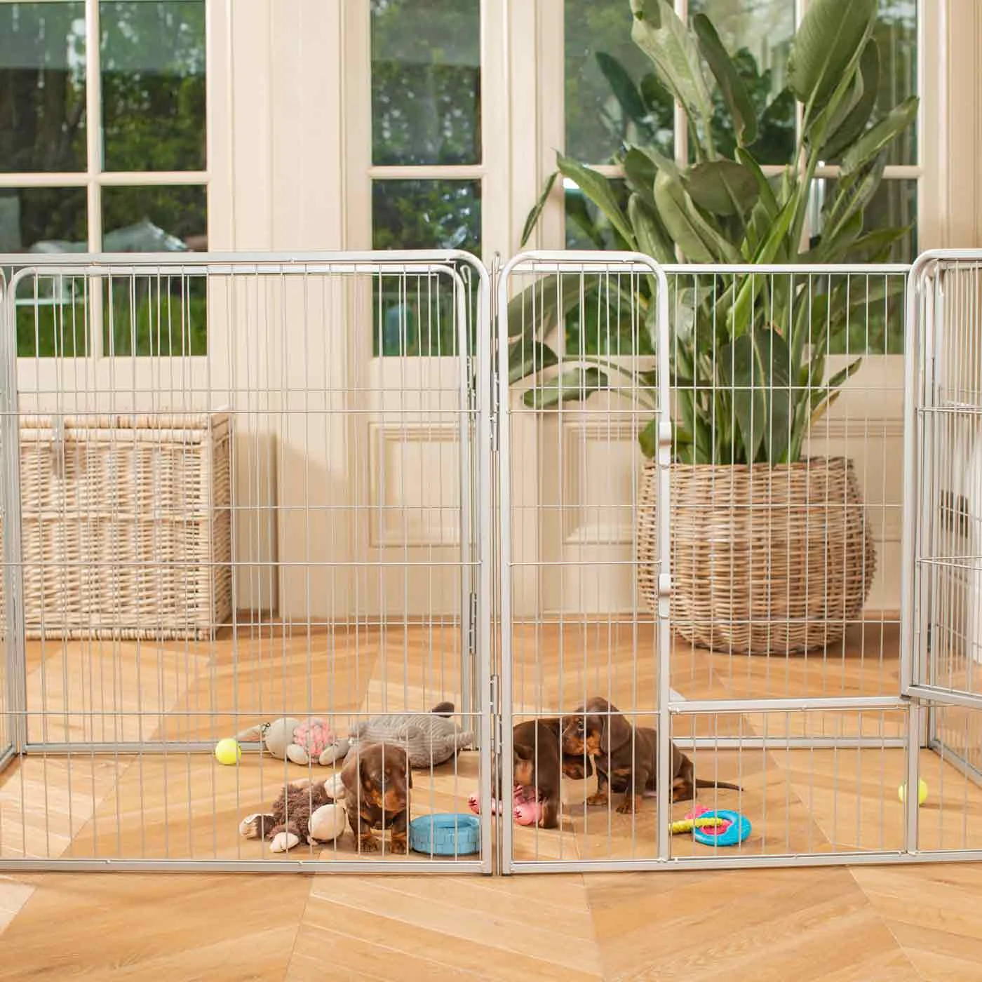 Imperfect 80cm High Puppy Play Pen in Grey by Lords & Labradors - Image 2