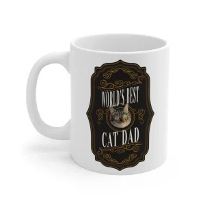 Custom World's Best Cat Dad Whiskey Label Cat Mug