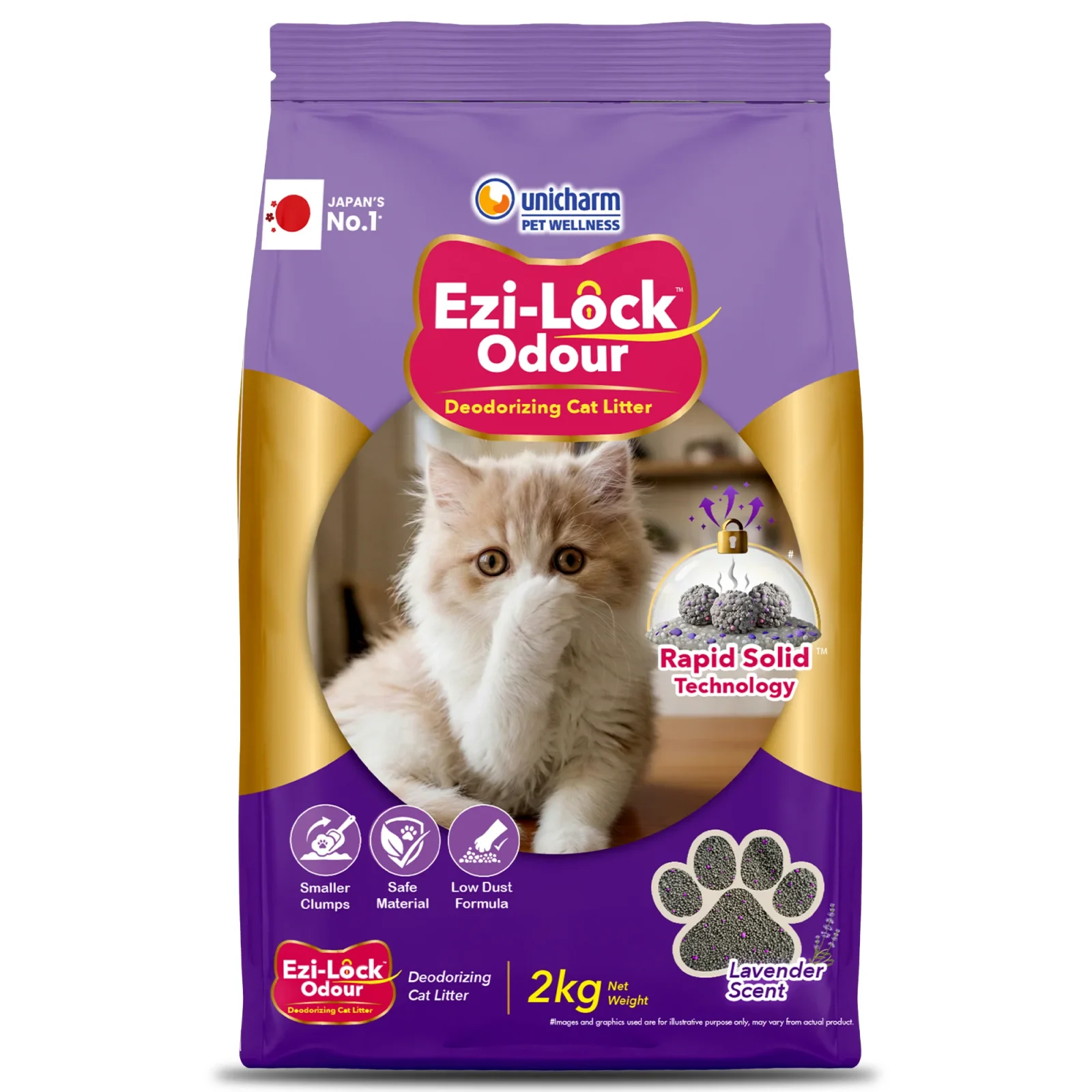 Unicharm Ezi Lock Odour Lavender Scented Cat Litter - Image 2