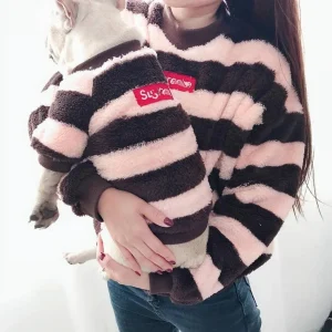 Pawsome Pet Super Dog Matching Set - Pet & Owner Heart Print Terry Cardigan Sweater