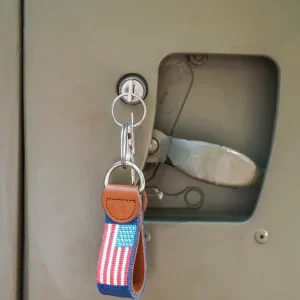 USA Flag Needlepoint Key Fob