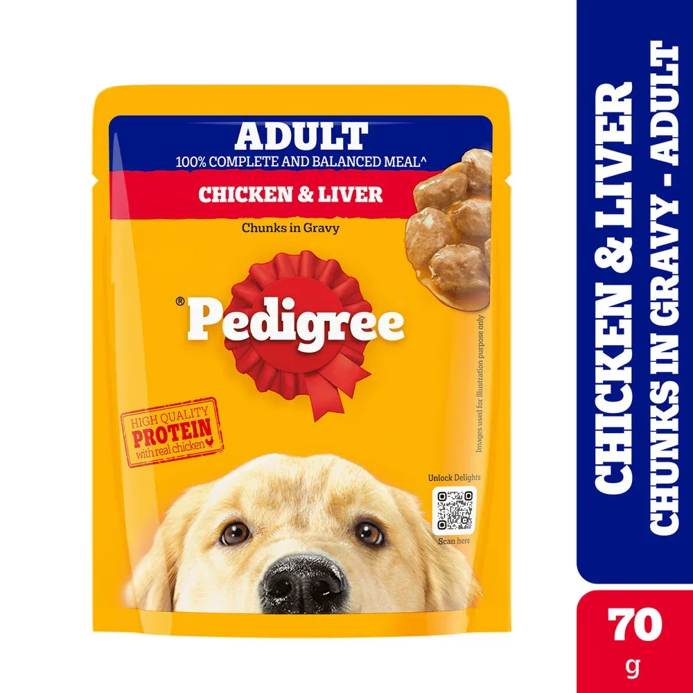 Pedigree Chicken and Liver Chunks in Gravy Adult Dog Wet Food (70g)