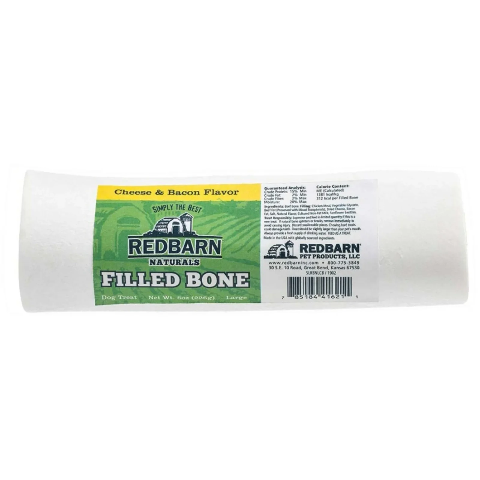 Redbarn Pet Products Naturals Filled Bone Dog Treat Cheese & Bacon Large, 15 ct