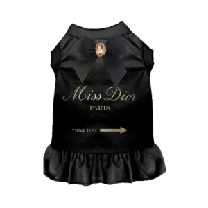 Miss Dior Bow Dress for Dogs by Bark Fifth Avenue - Silk Bow & Rhinestone Pendant