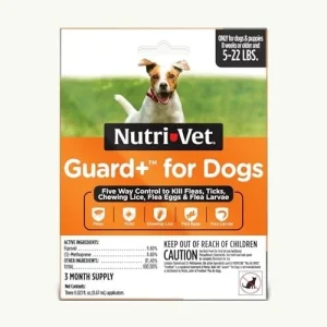 Nutri-Vet Guard+ Waterproof Topical Dog Flea and Tick Prevention Treatment - 3 Month Dose - 90 Count