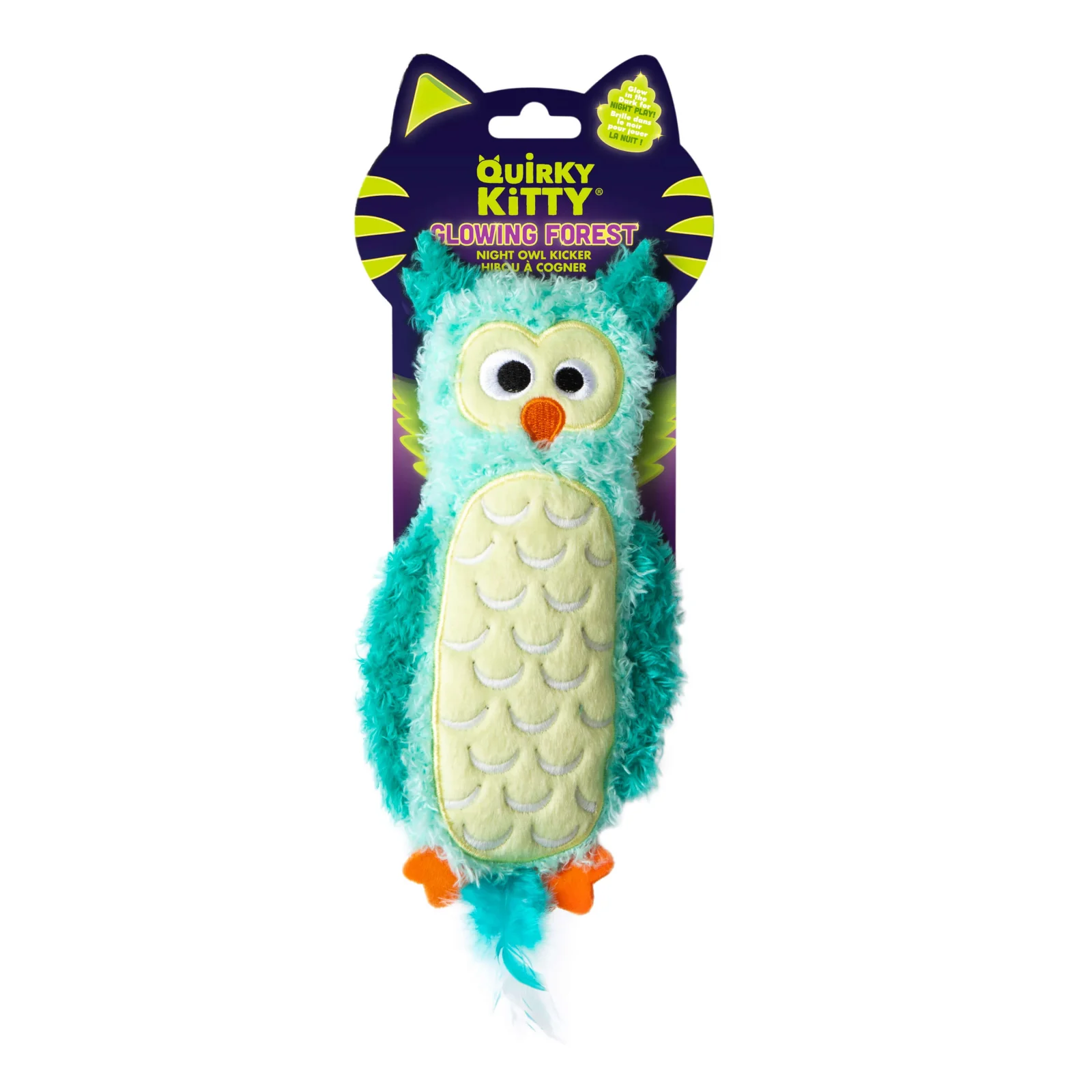 Quirky Kitty Night Owl Kicker – Glow-in-the-Dark Catnip & Silvervine Cat Toy - Image 2