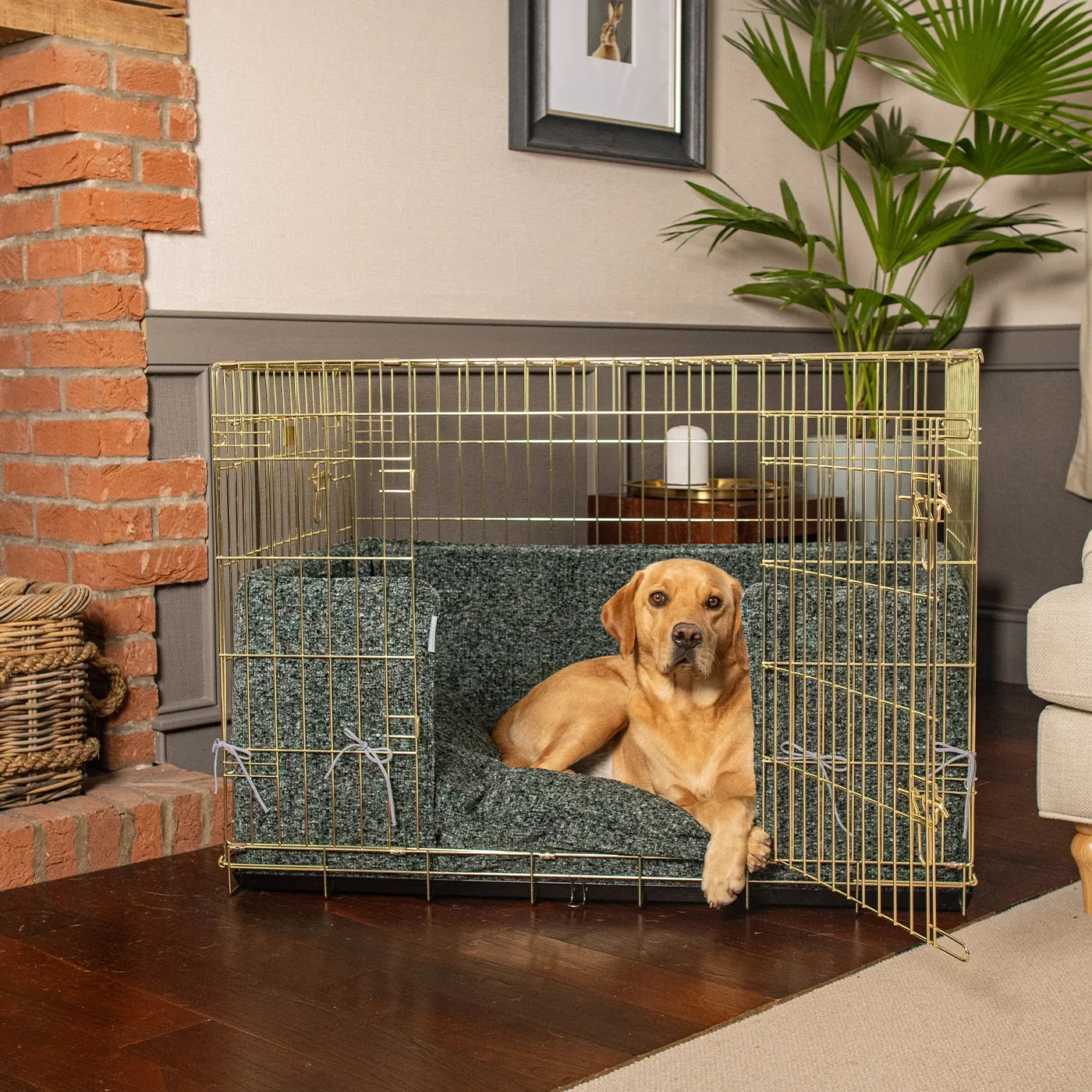 Dog Crate with Cushion & Bumper in Emerald Minerals by Lords & Labradors