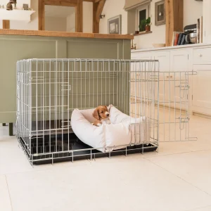 Dog Crate with Cosy & Calming Puppy Crate Bed in Oyster Velvet by Lords & Labradors