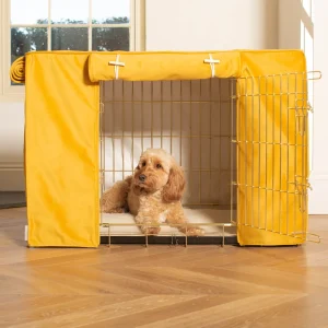 Dog Crate Cover In Saffron Velvet by Lords & Labradors