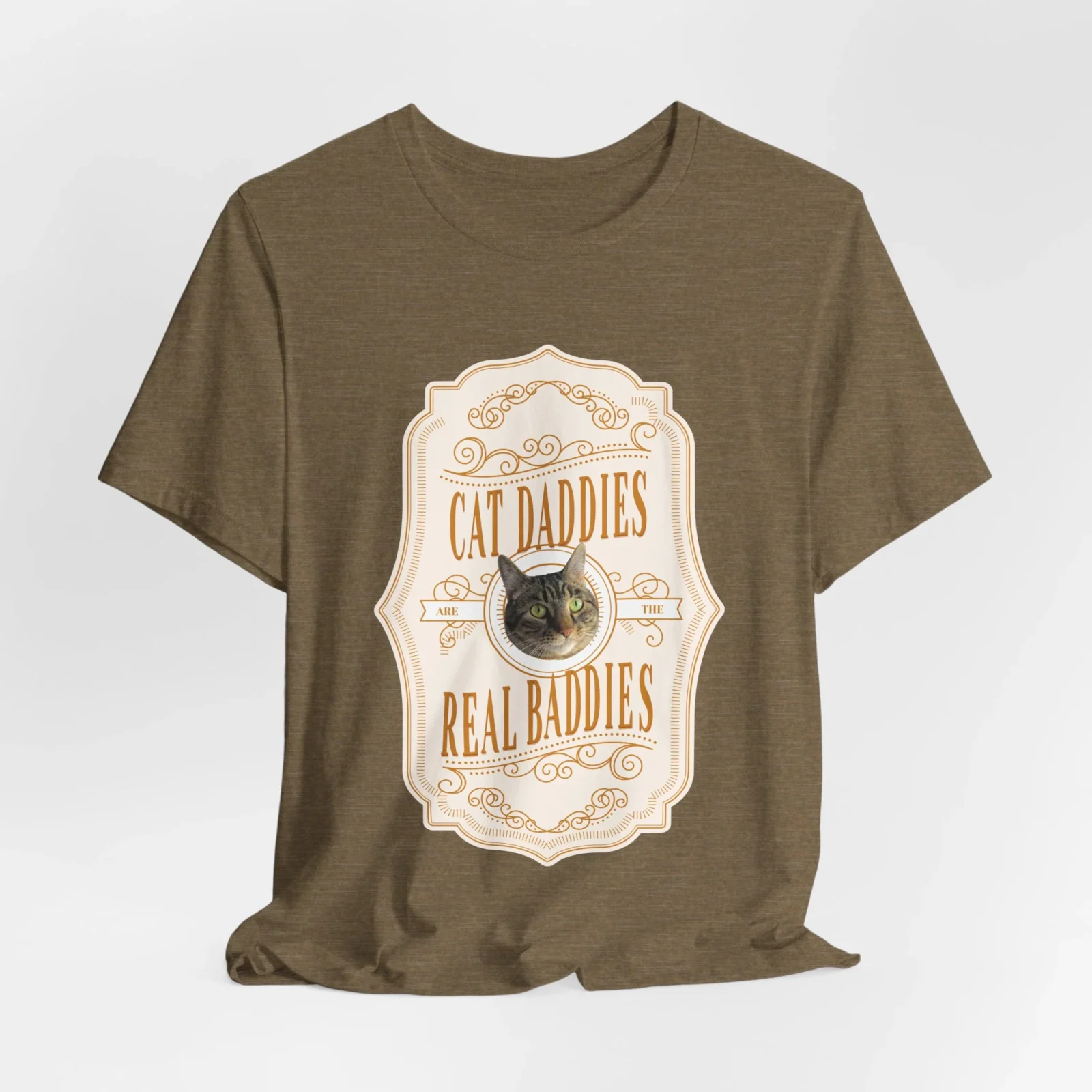 Custom Cat Daddies Are The Real Baddies Whiskey Label T-Shirt - Light