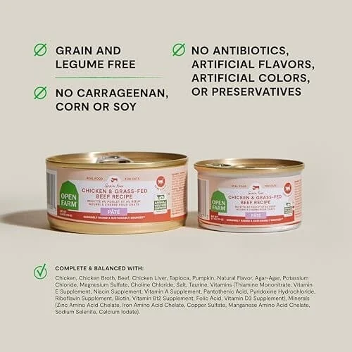 Open Farm Grain-Free Chicken and Grass-Fed Beef Pate Canned Cat Food - Image 2