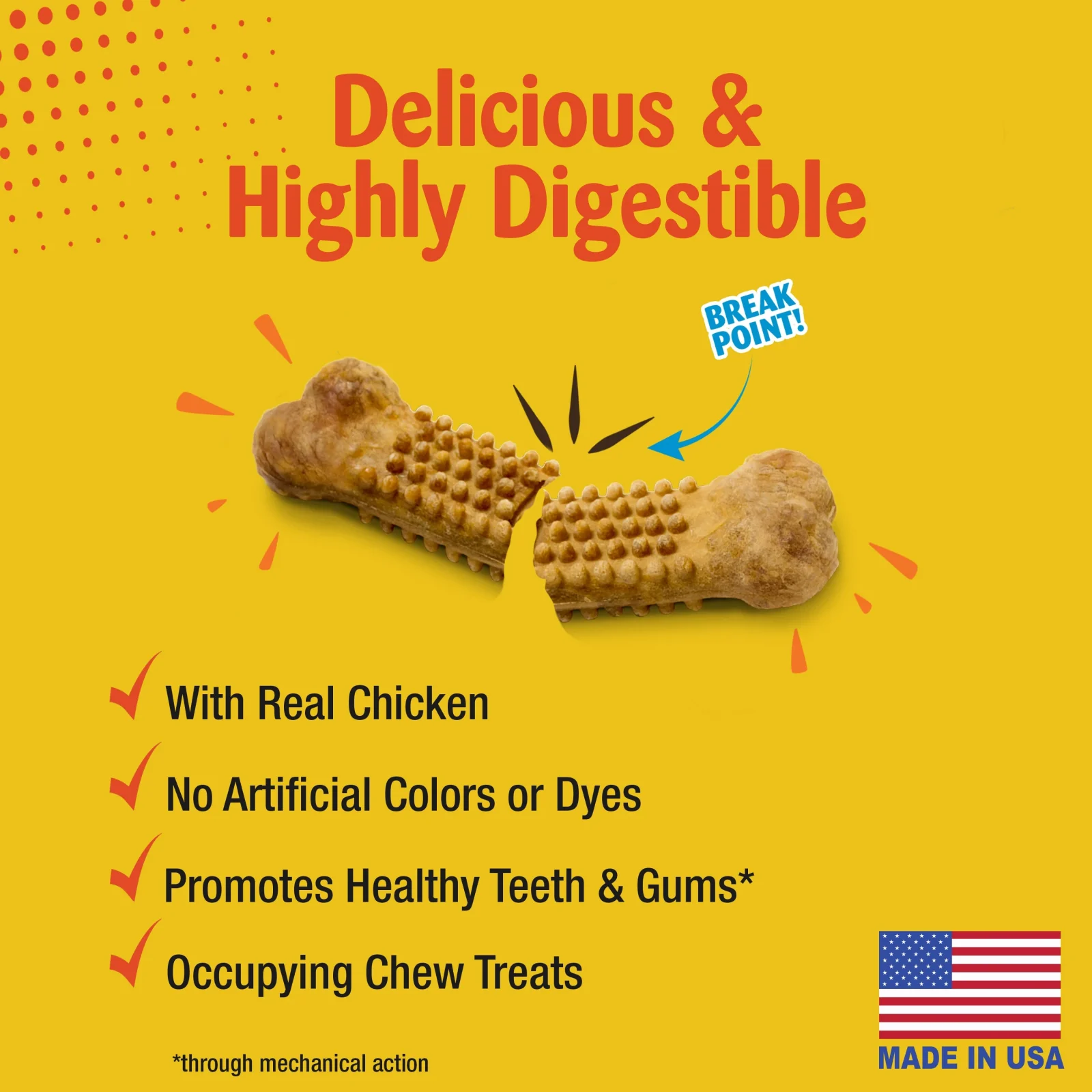 Nylabone Natural Nubz Chicken Dog Treats Chicken, Large 30 lb. 12 ct - Image 2