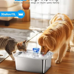 3 gal Extra Large Stainless Steel Dog Water Fountain
