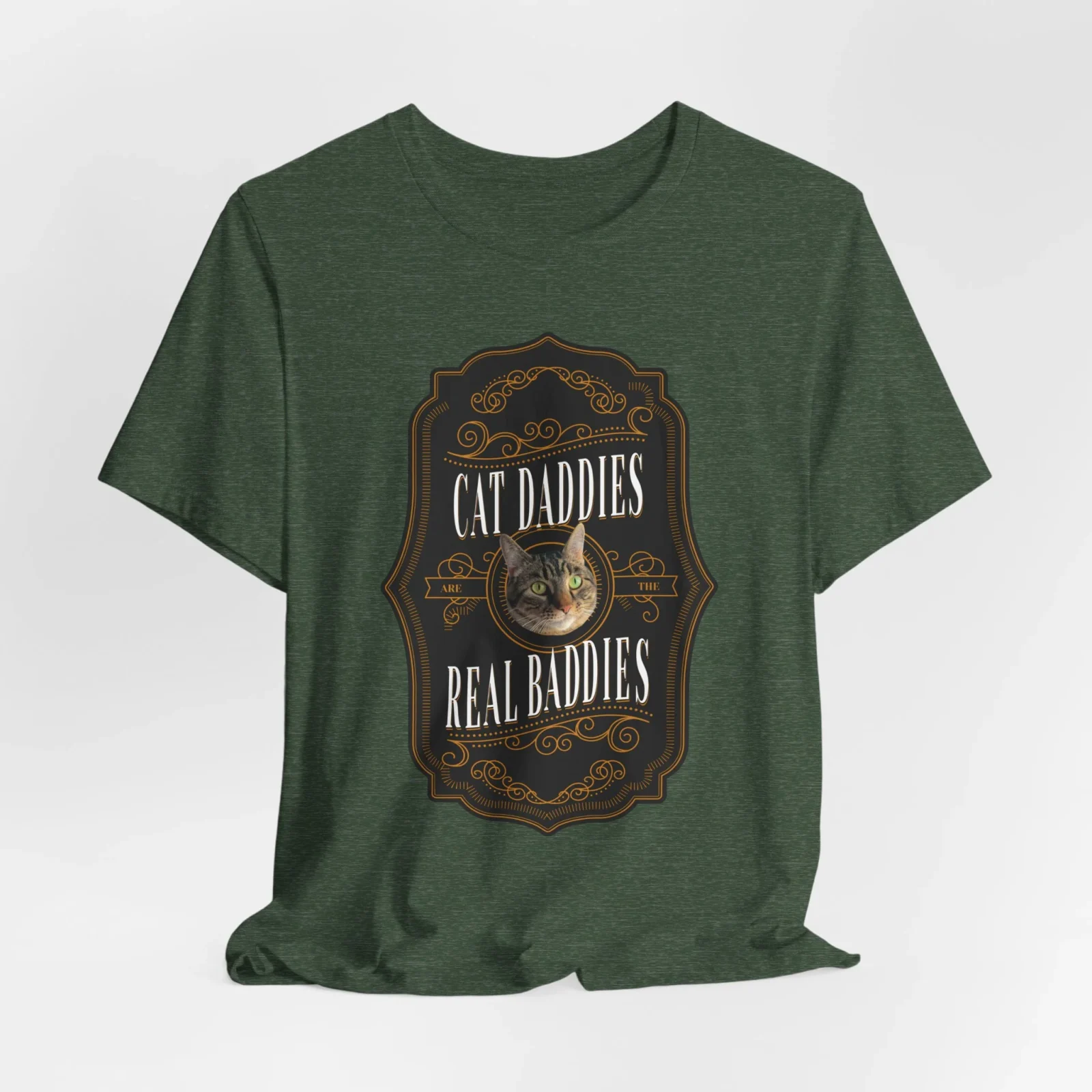 Custom Cat Daddies Are The Real Baddies Whiskey Label T-Shirt - Image 2