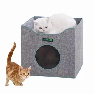 JESPET Foldable Cat Condo Cube House with Reversible Cushions