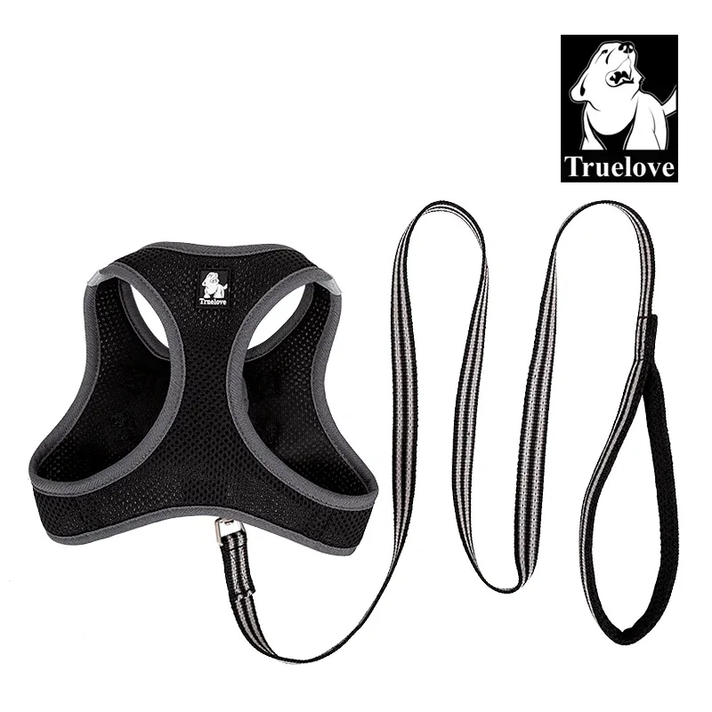 Truelove Mesh Harness & Leash Set for Cats & Small & Medium Dogs (Black) - Image 2