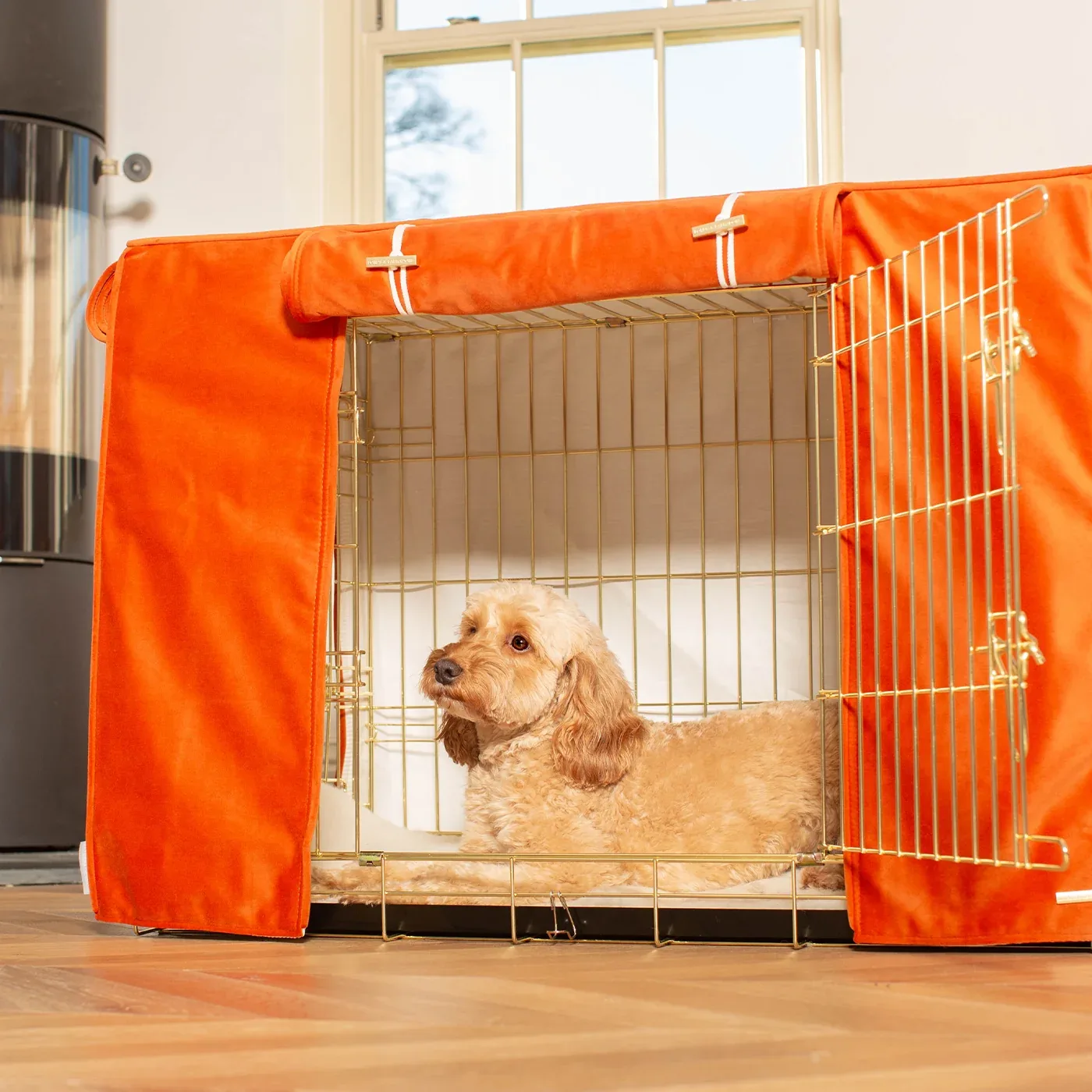 Dog Crate Cover In Pumpkin Velvet by Lords & Labradors - Image 2