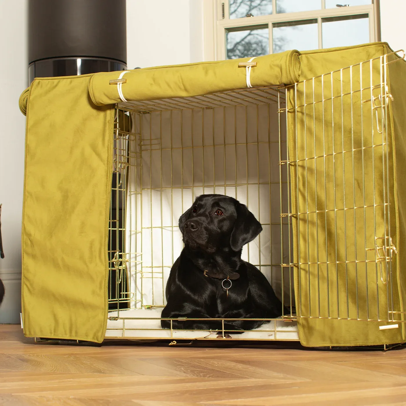 Dog Crate Cover In Olive Velvet by Lords & Labradors - Image 2
