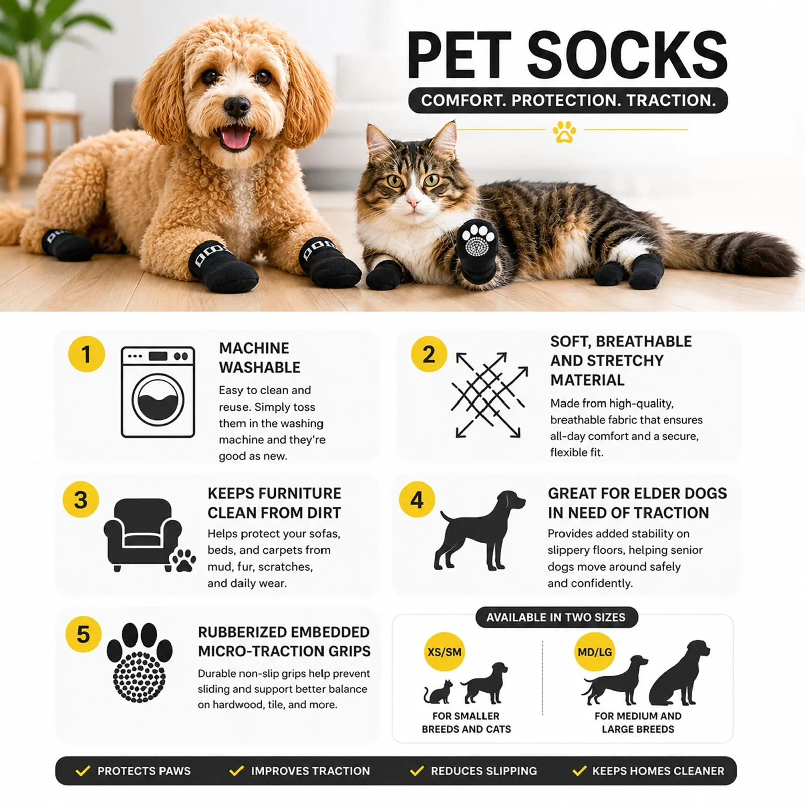 Pet Life ® Anti-Slip Rubberized Gripped Breathable Stretch Pet Dog Socks - Set of 4 - Image 2
