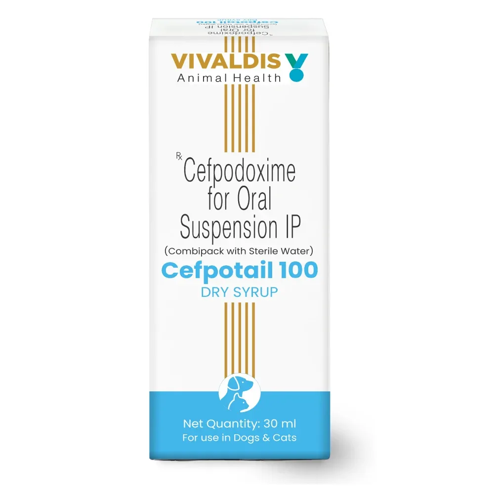 Vivaldis Cefpotail 100mg Dry Syrup (Cefpodoxime) Suspension for Dogs and Cats