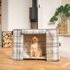 Dog Crate with Crate Cover in Balmoral Dove Grey Tweed by Lords & Labradors