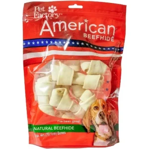 Pet Factory American Beefhide Knotted Bones Natural Dog Chews