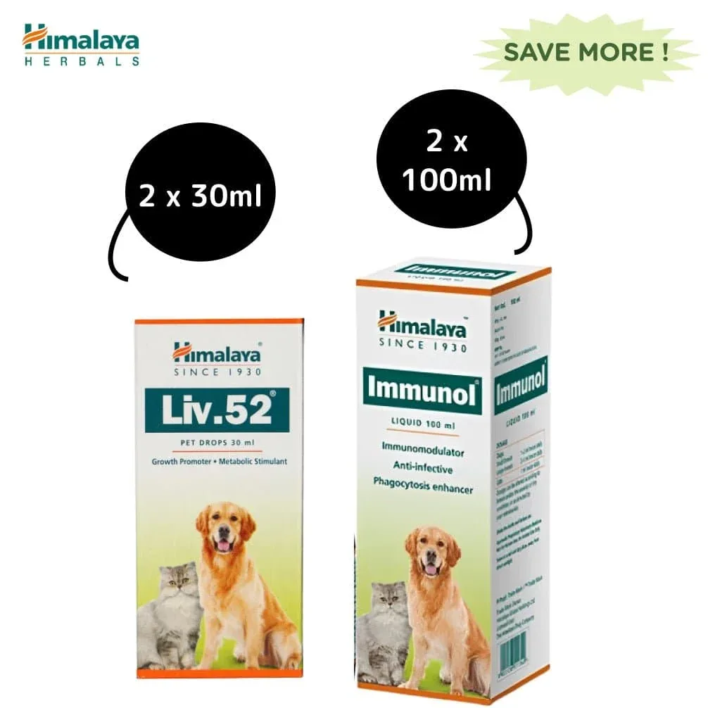 Himalaya Liv 52 Pet Liquid and Immunol Supplement for Dogs and Cats Combo - Image 2