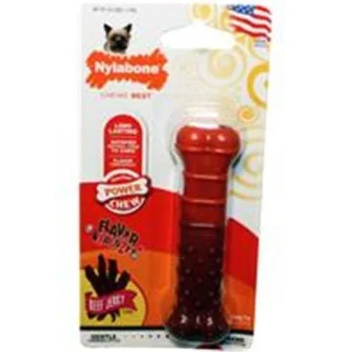 Nylabone Textured-Bone Durable Power-Chew Flavor Frenzy Beef Jerky Flavor Nylon Chew Dog Toy