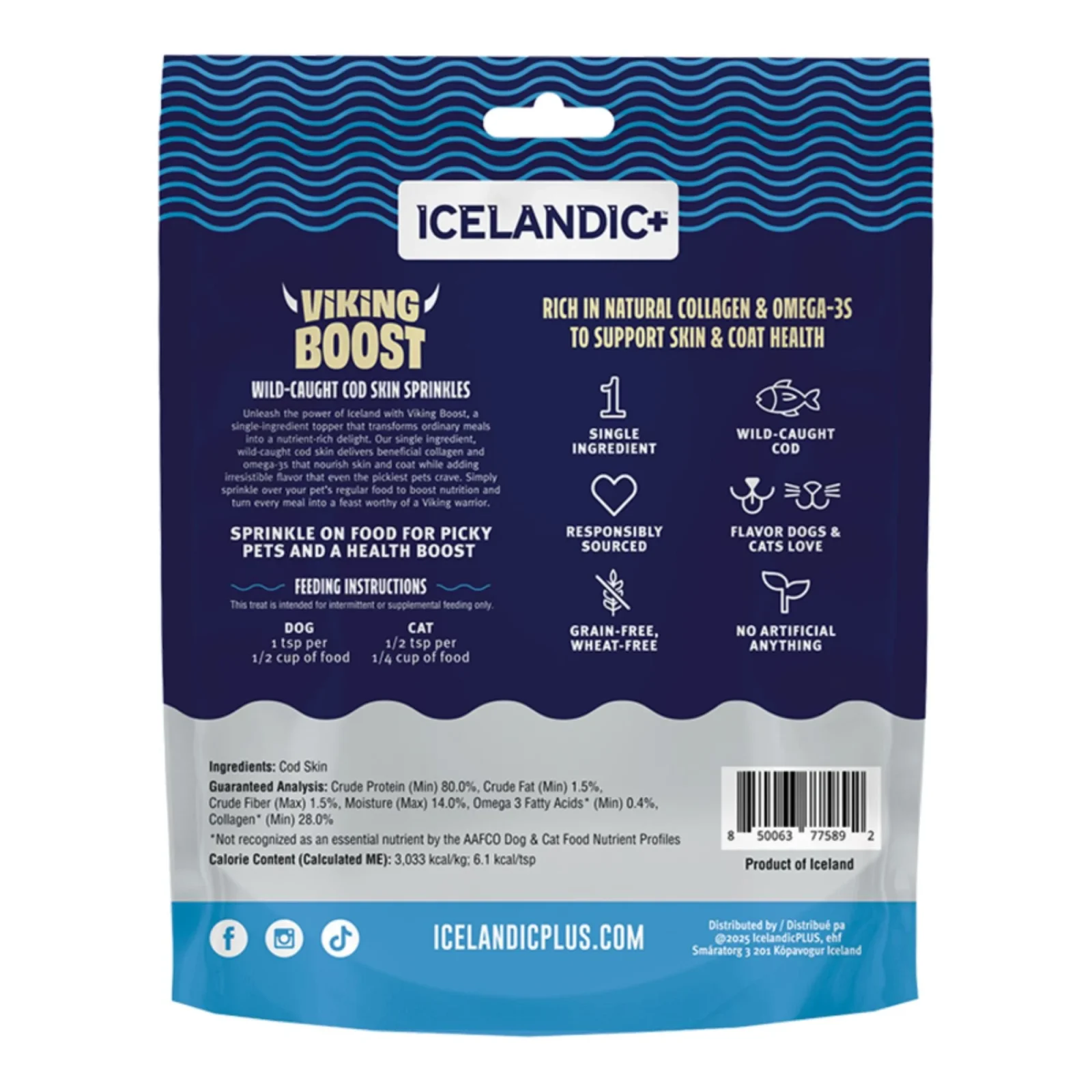 Icelandic Dog & Cat Viking Boost Cod Skin Dog Food Topper 4 oz - Image 2