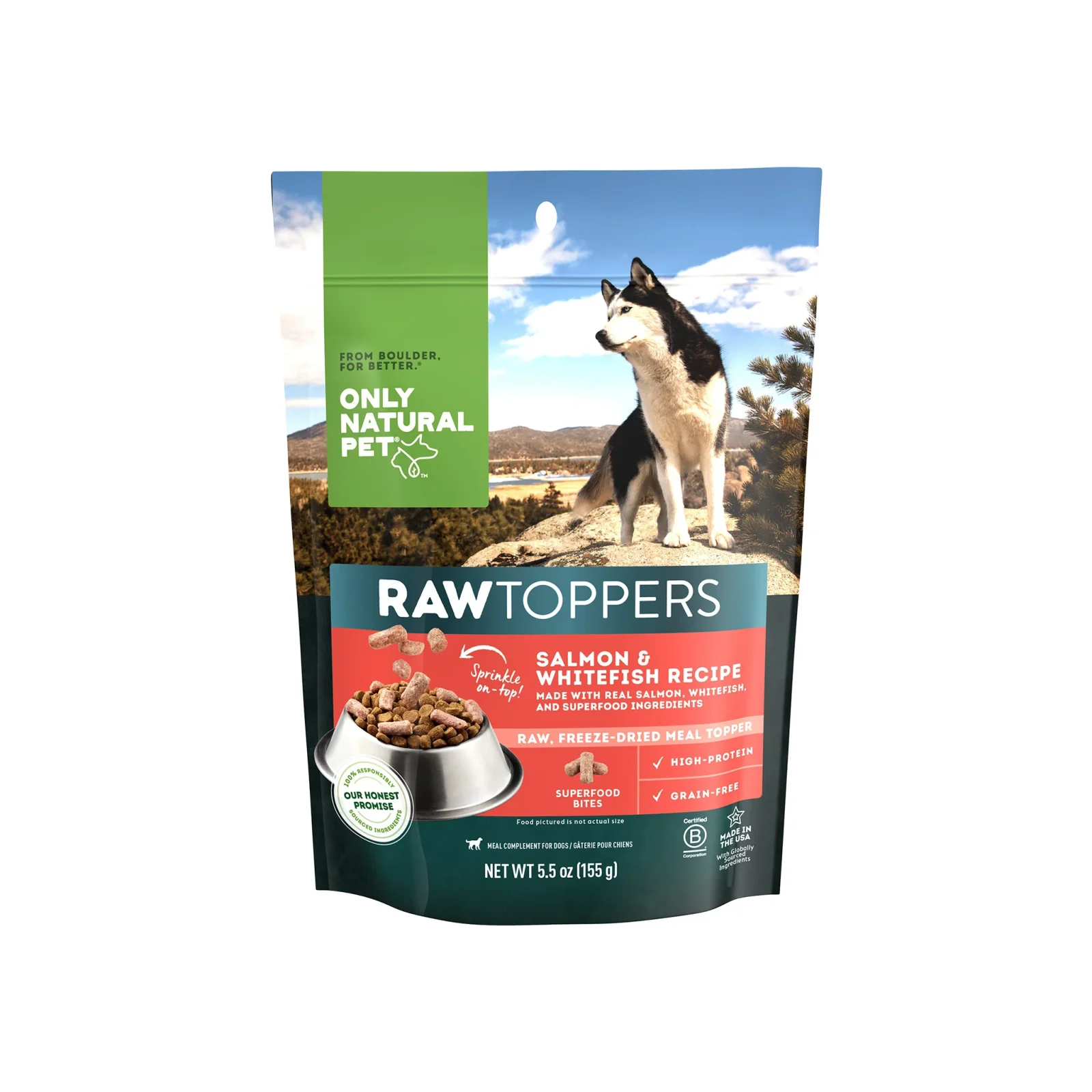 Only Natural Pet Raw Toppers Freeze Dried Recipe Meal Topper for Dogs