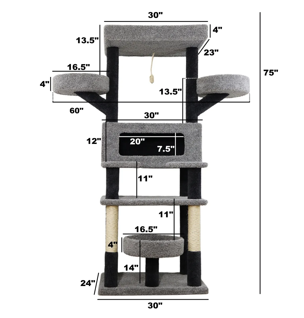 XXL Cat Tree with Enclosed House – The Citadel - Image 2