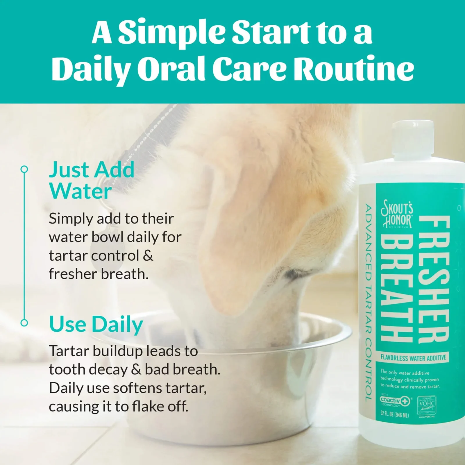 Skout's Honor Fresher Breath Flavorless Water Additive for Dogs & Cats - Image 2