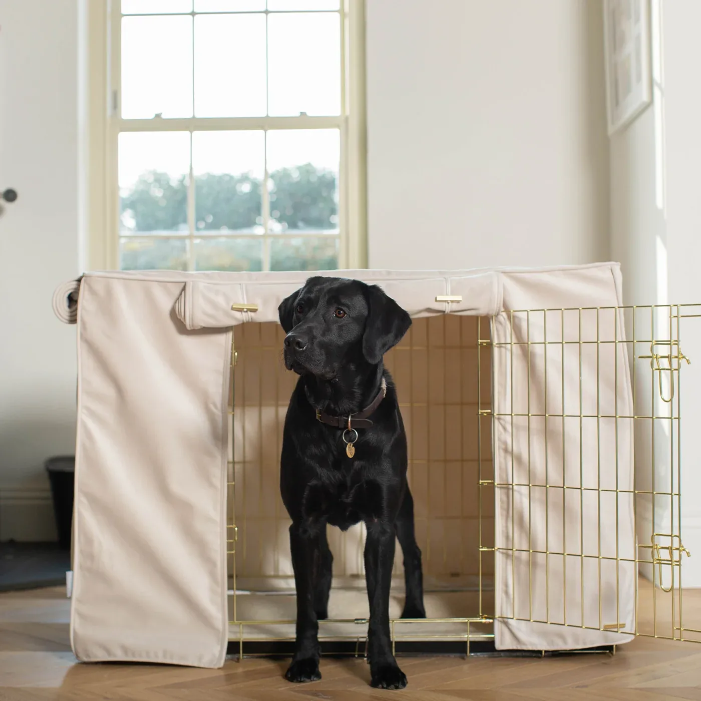 Dog Crate Cover In Oyster Velvet by Lords & Labradors - Image 2