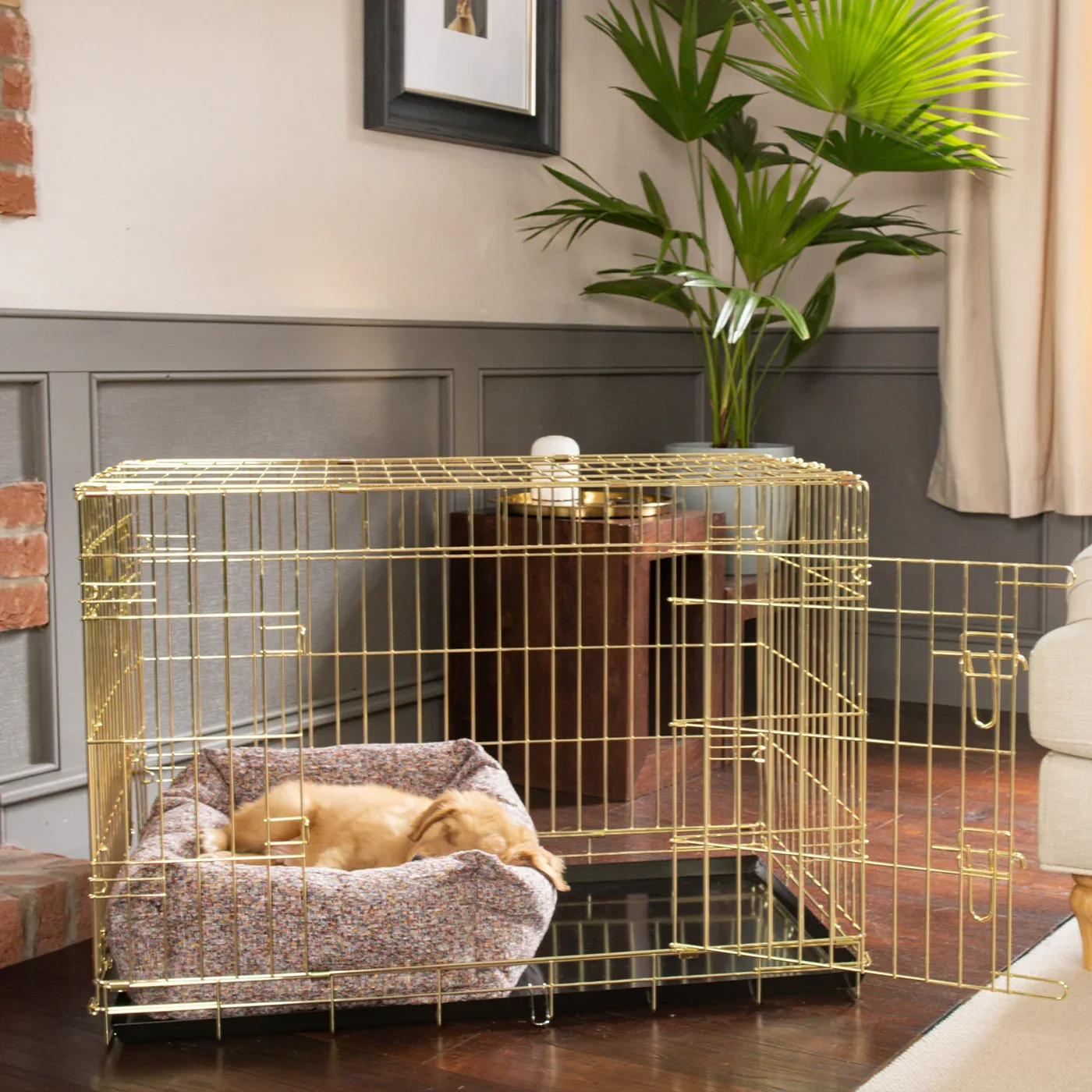 Dog Crate with Cosy & Calming Puppy Crate Bed in Rose Quartz Minerals by Lords & Labradors
