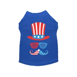 Uncle Sam Style Tee - Blue Patriotic Dog T-Shirt
