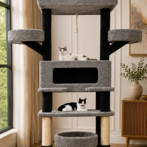 XXL Cat Tree with Enclosed House – The Citadel