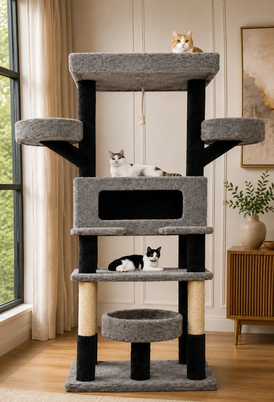 XXL Cat Tree with Enclosed House – The Citadel
