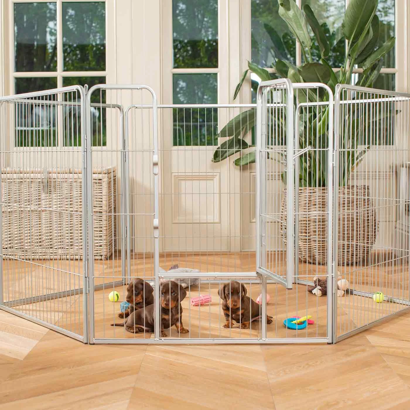 Imperfect 80cm High Puppy Play Pen in Grey by Lords & Labradors