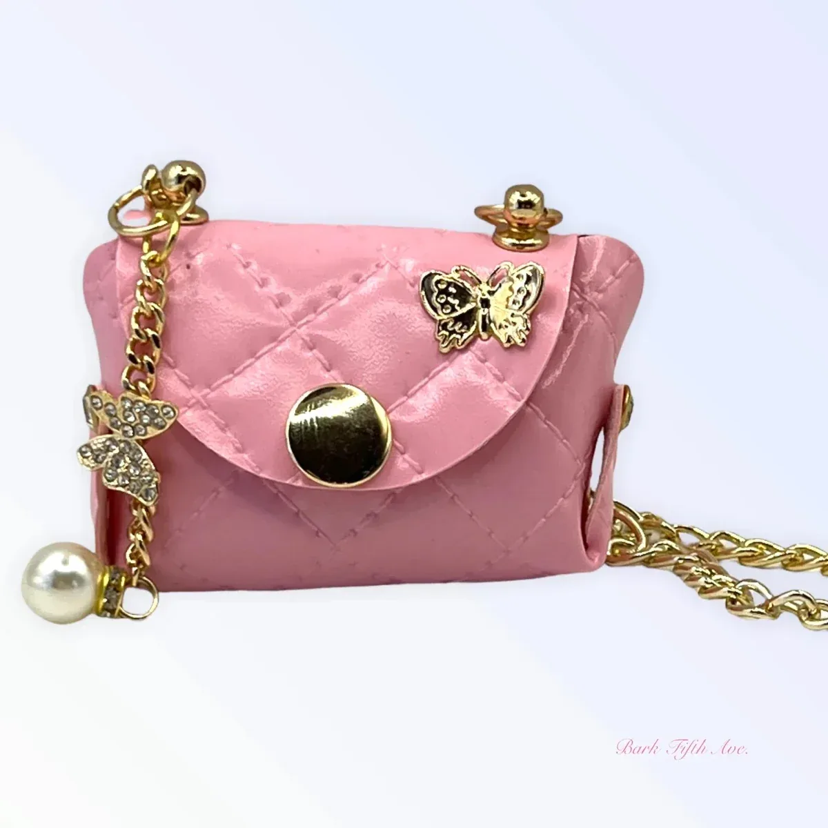 Pink Quilted Butterfly Pick-Up Bag - Image 2