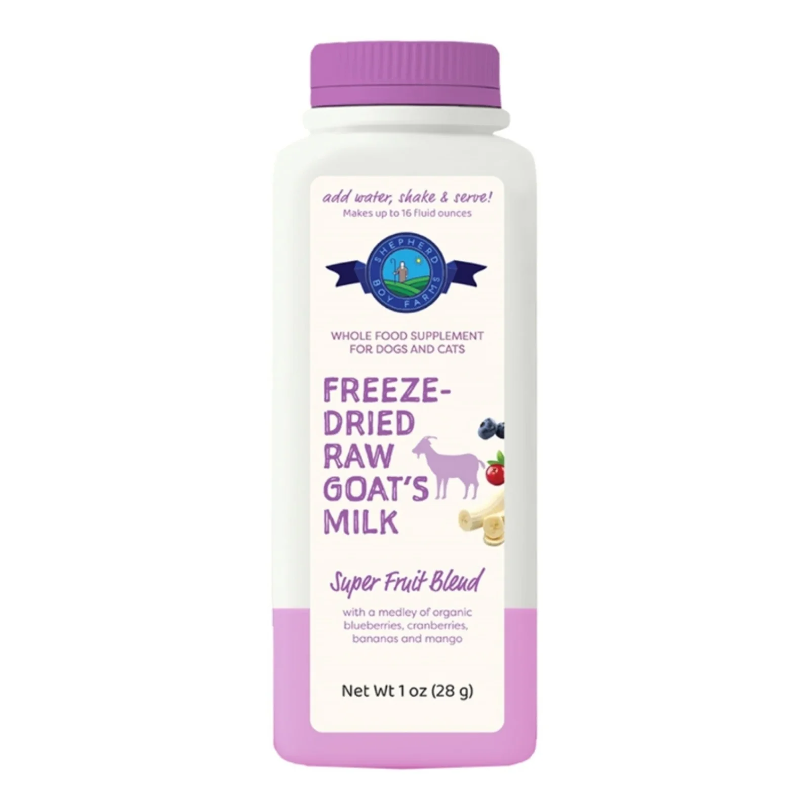 Shepherd Boy Farms Dog & Cat Freeze-Dried Raw Goat Milk Super Fruit 16 oz