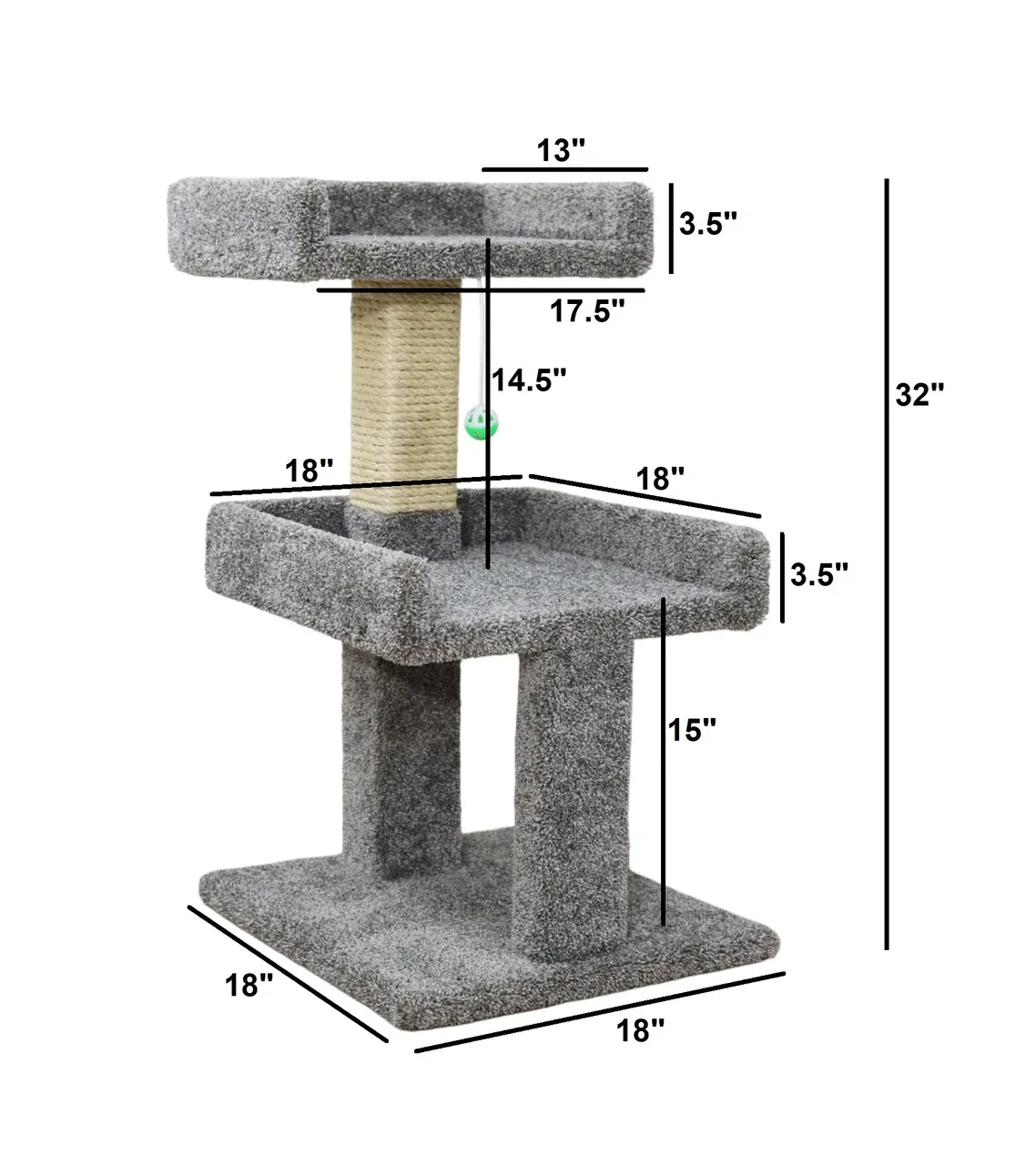 Compact Cat Perch with Scratching Post | Solid Wood Everyday Cat Lounger - Image 2