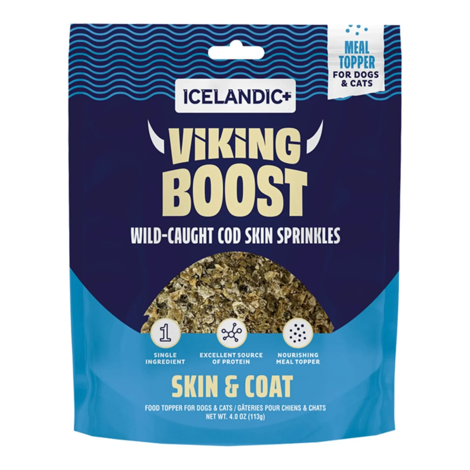 Icelandic Dog & Cat Viking Boost Cod Skin Dog Food Topper 4 oz