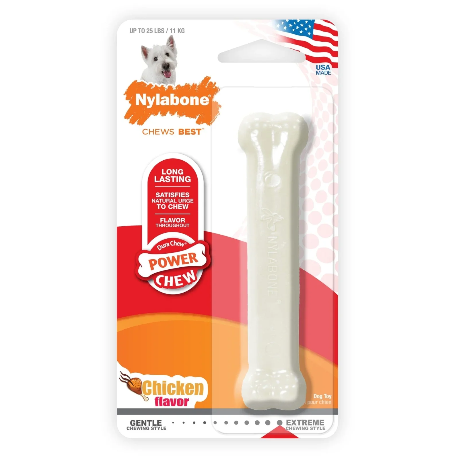 Nylabone Classic Bone Durable Power-Chew Chicken Flavored Nylon Chew Dog Toy
