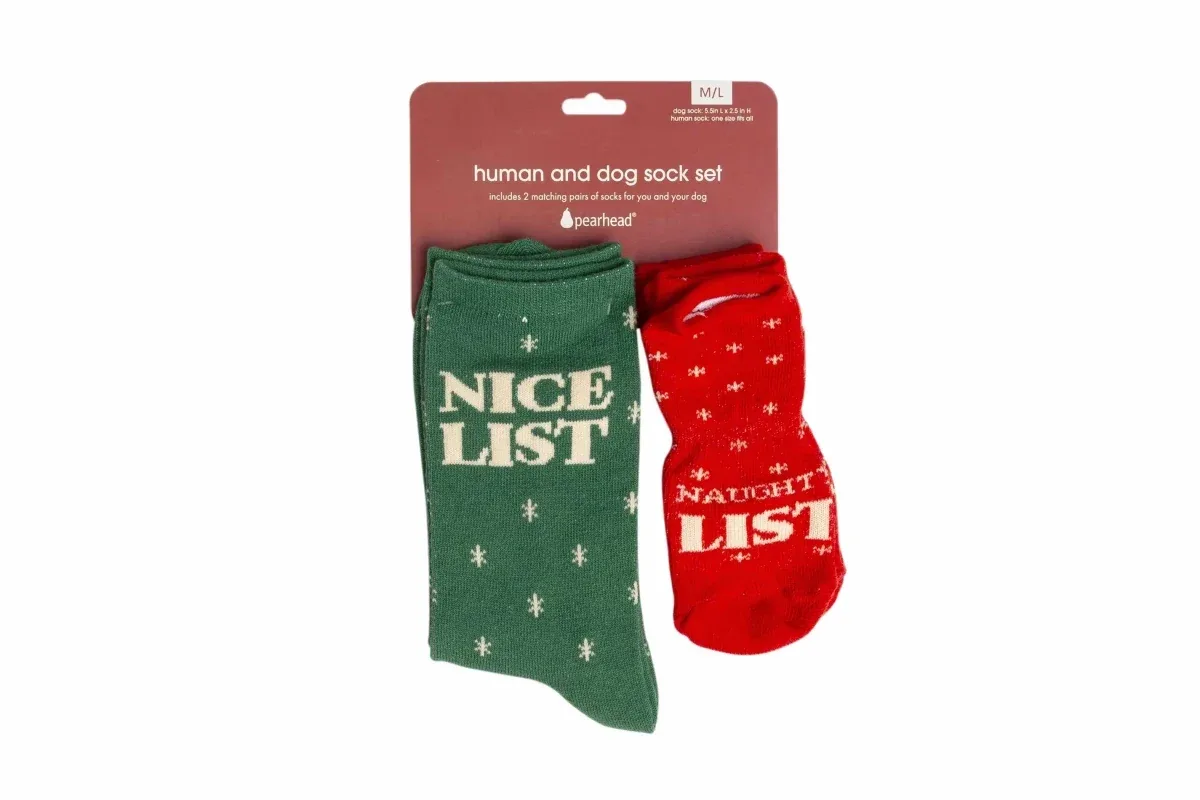 Pearhead Naughty List/Nice List Human and Dog Sock Set - Image 2