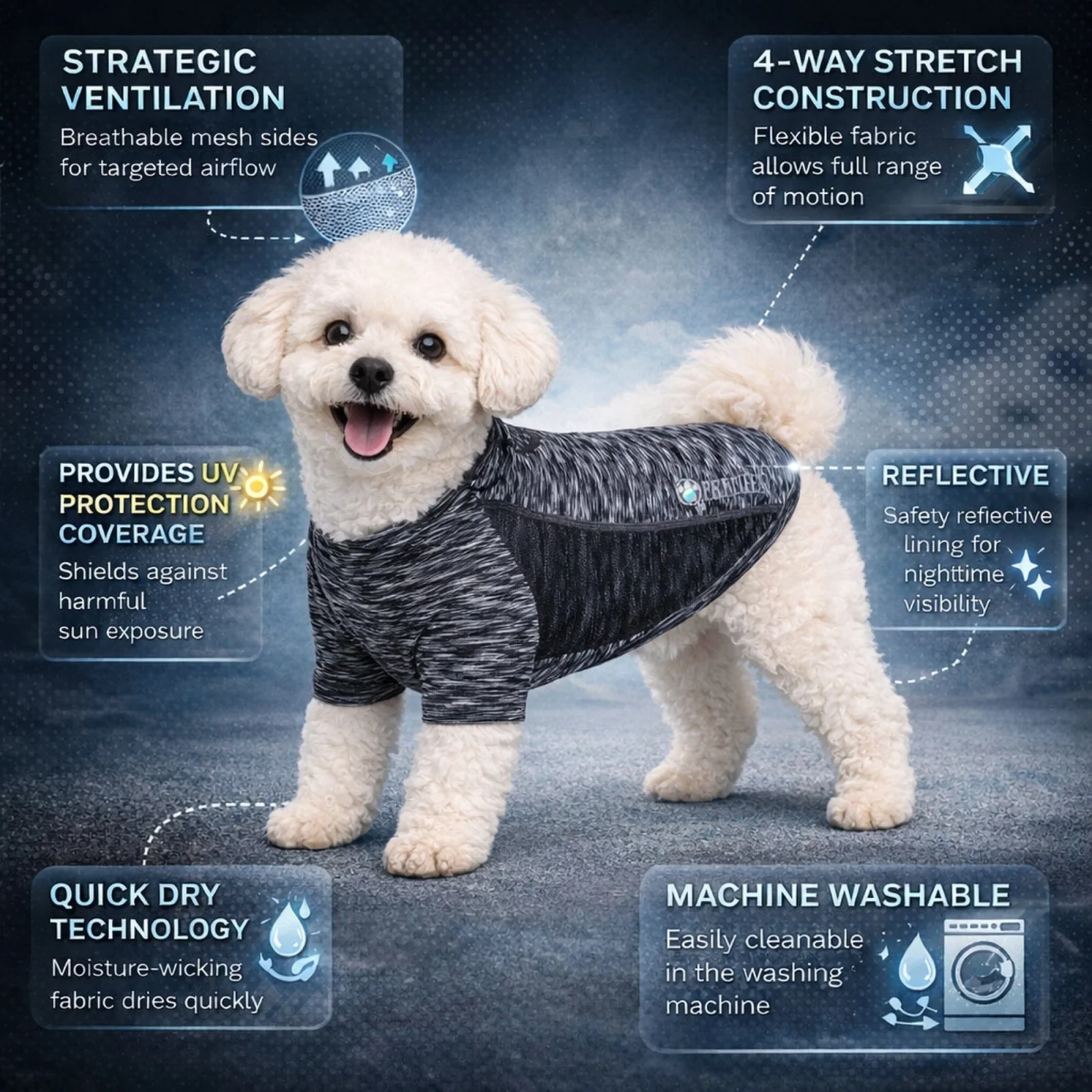 Pet Life ® Active 'Warf Speed' Heathered Ultra-Stretch Yoga Fitness Dog T-Shirt - Image 2